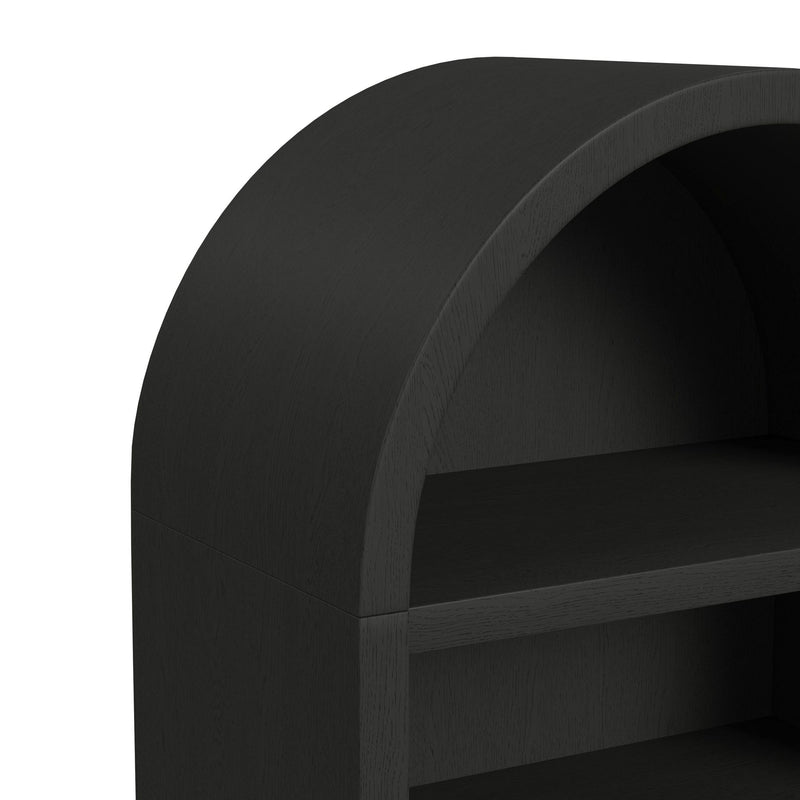 Ridgemont Open Bookcase in Black with Grain