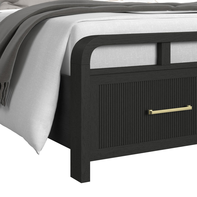 Ridgemont Storage Bedroom Set in Black with Grain