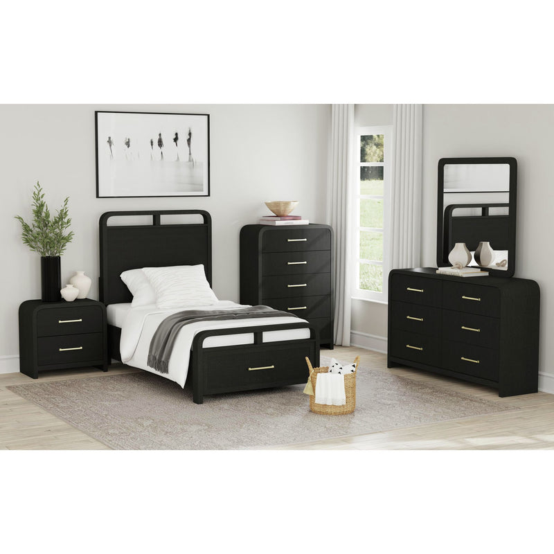 Ridgemont Storage Bedroom Set in Black with Grain