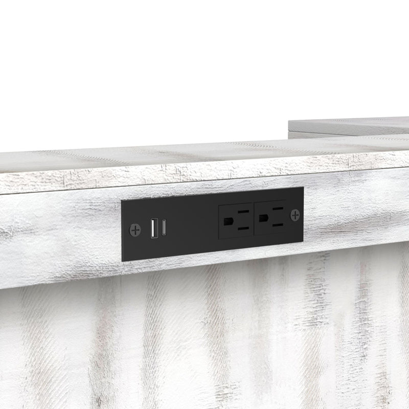 Rogen Rustic Bar Table with Ice Tray, USB and Power in Rustic White