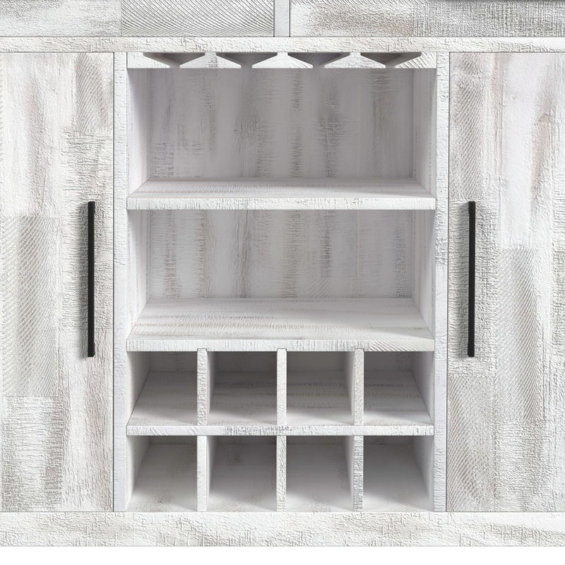 Rogen Rustic Bar Table with Ice Tray, USB and Power in Rustic White