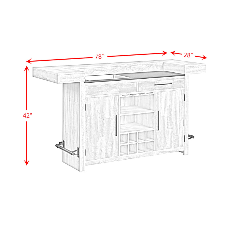 Rogen Rustic Bar Table with Ice Tray, USB and Power in Rustic White