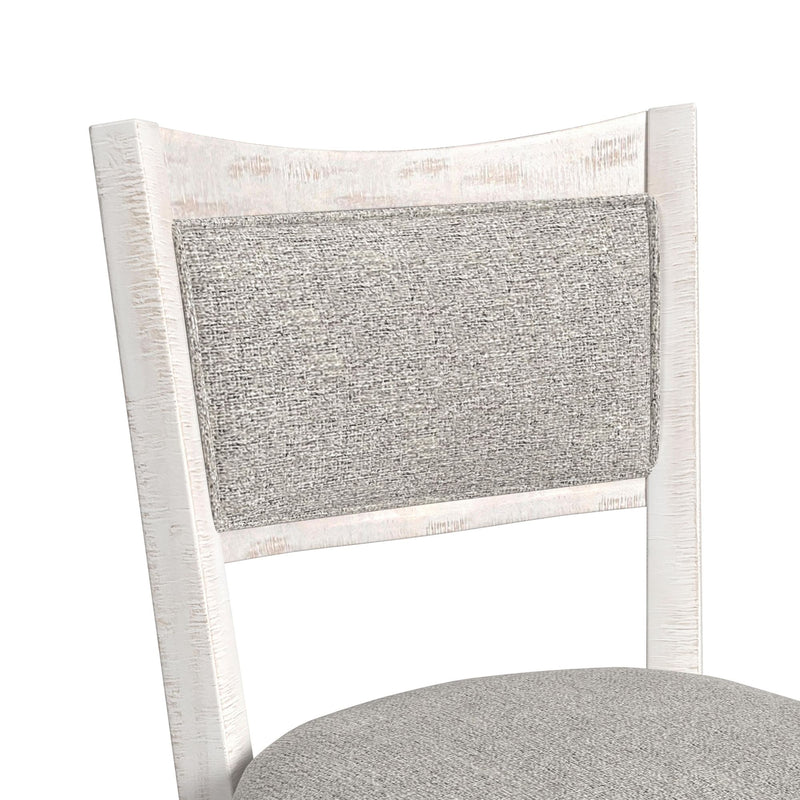 Rogen Rustic Swivel Bar Stool with Grey Fabric in Rustic White (2 Per Carton)