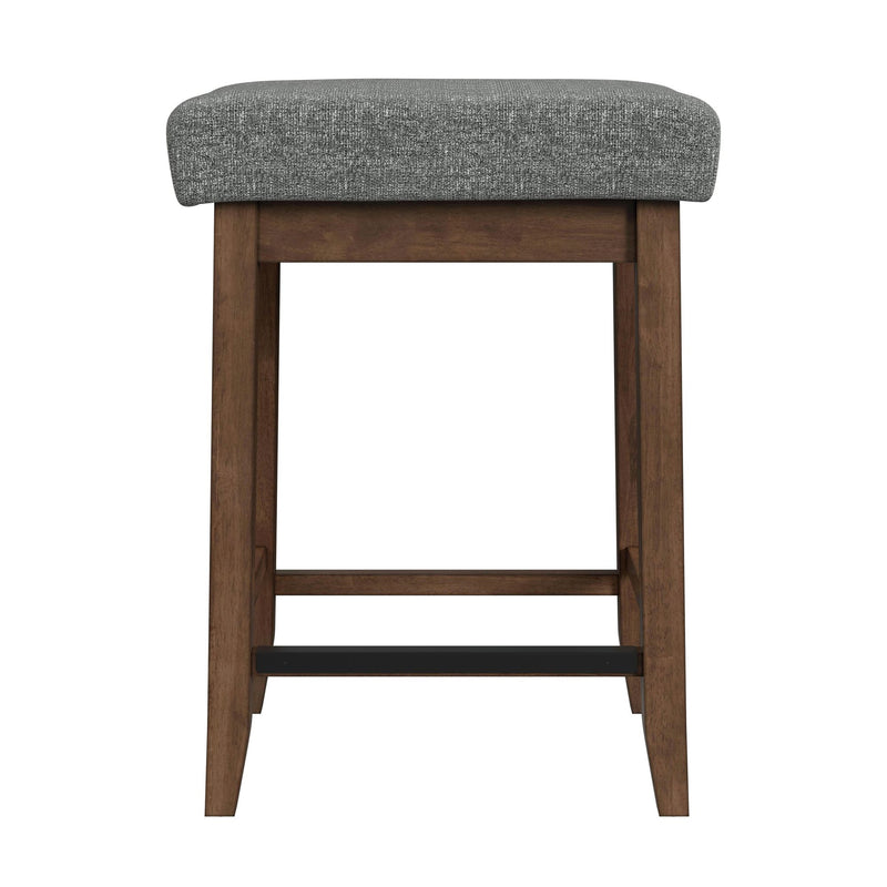 Santa Barbara Kitchen Island & 2 Counter Stools with Dark Grey Fabric in Walnut