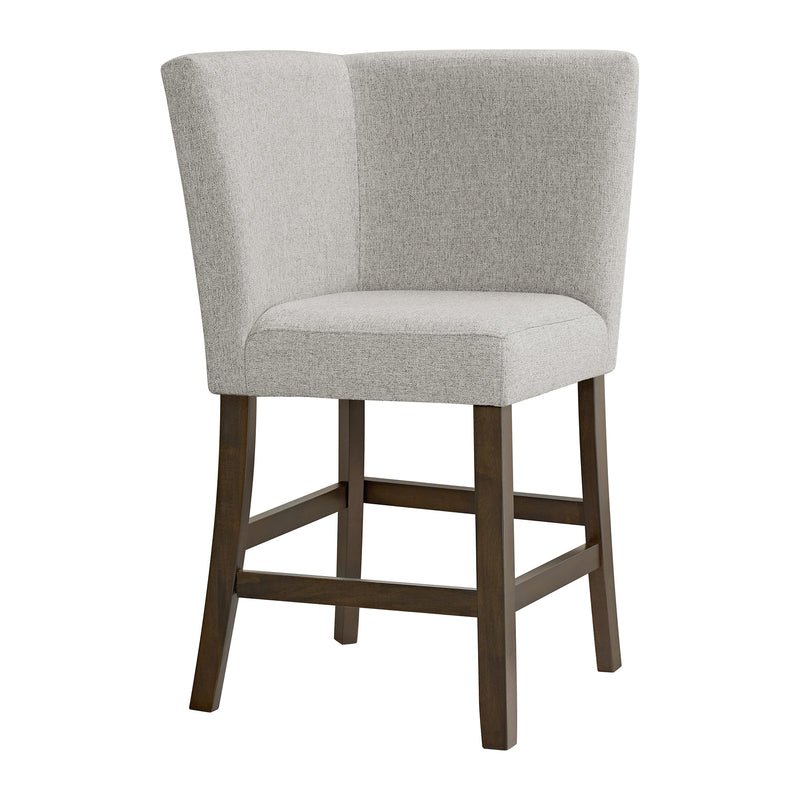 Seneca Counter Corner Bench with Upholstered Back and Grey Fabric