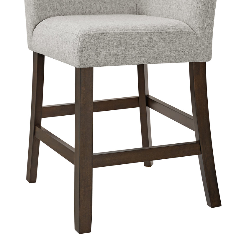 Seneca Counter 3PC Corner Bench with Grey Fabric in Brown