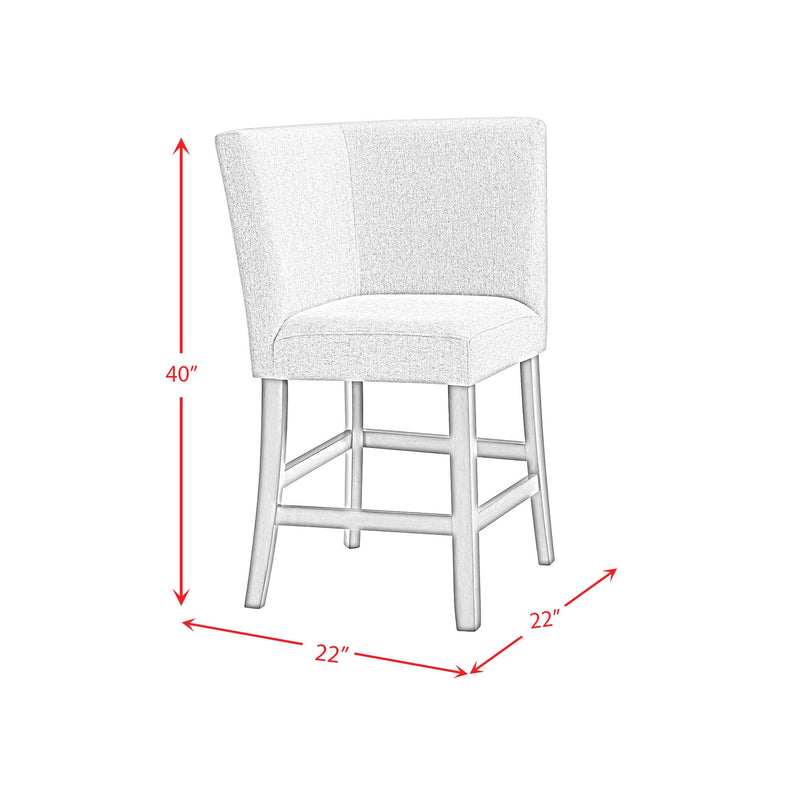 Seneca Counter Corner Bench with Upholstered Back and Grey Fabric