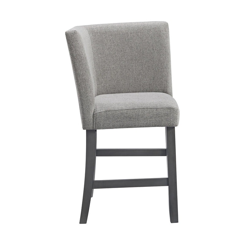 Seneca Counter Corner Bench with Upholstered Back and Grey Fabric
