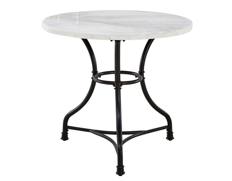 Steve Silver Claire Round White Marble Top Dining Table in White