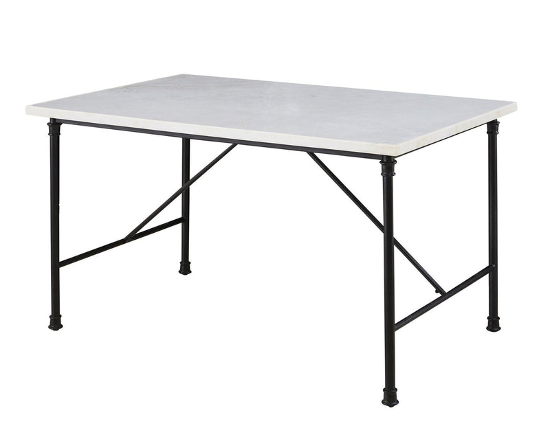 Steve Silver Claire White Marble Top Dining Table in White