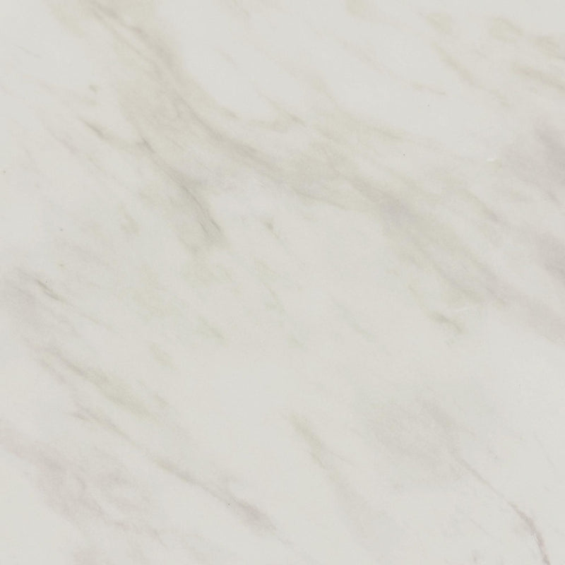 Sylvie Round End Table with White Faux Marble Top and Base in Dark Brown
