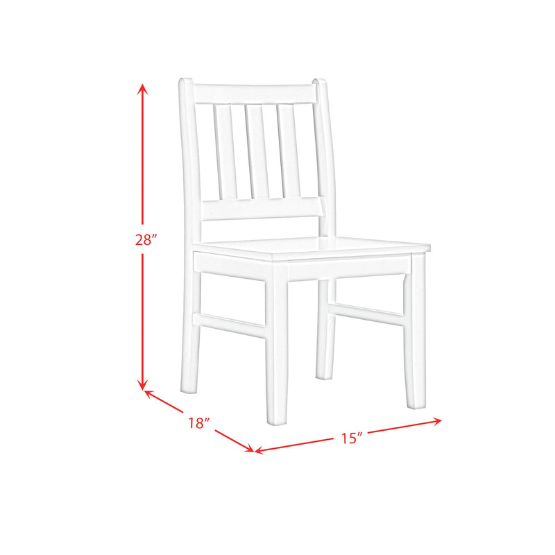 Travis Youth 5PC Dining Set with Table and 4 Chairs in White