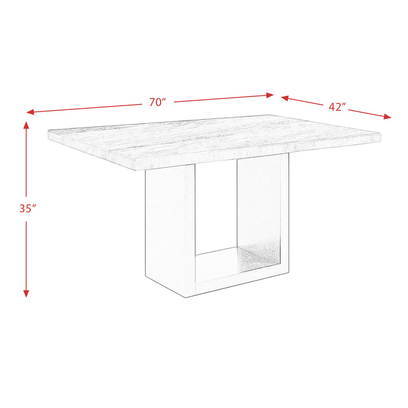 Valentino White 5PC Counter Height Dining Set - Table & Four Grey Chairs