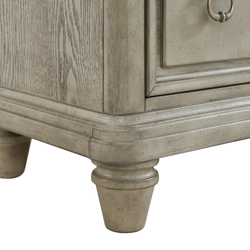 Whit-Ash 2-Drawer Nightstand with USB in Light Grey