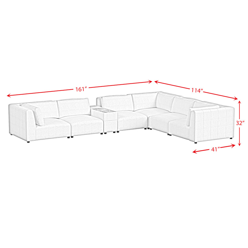 Zandara 7PC Modular Set in Olefin Beige with Pillows