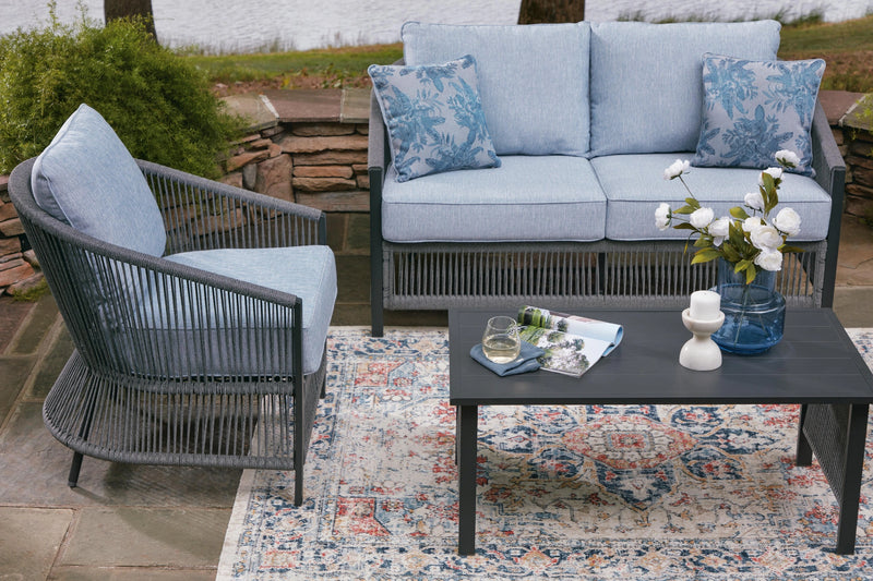 Bodega Island Outdoor Love/Chairs/Table Set (Set of 4)