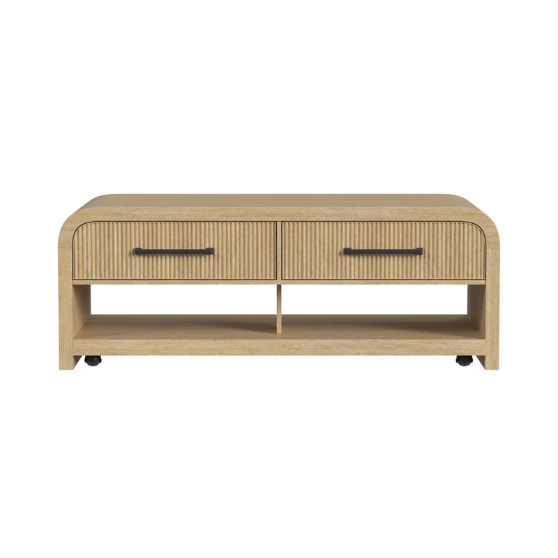 Ridgemont Coffee Table with Casters/Push Through Drawer