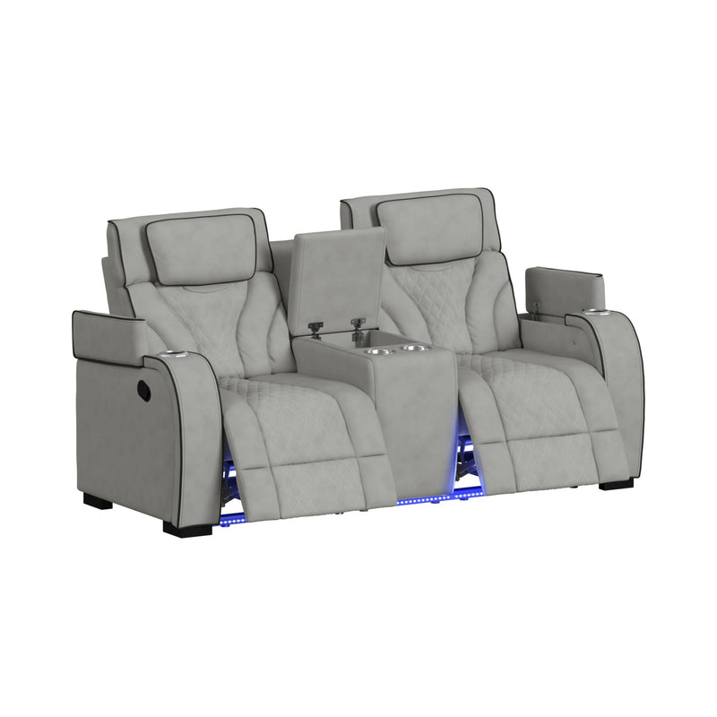 Blitz Motion Loveseat with Console, and LED