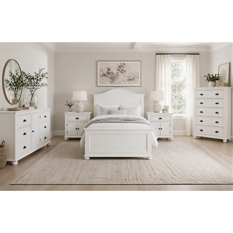 Kona Bedroom Set with 2 Nightstands in White