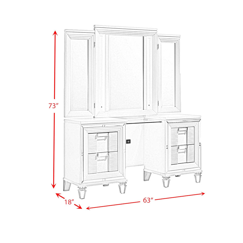 Twenty Nine Dressing Set w/LED & USB Plug in White with Stool