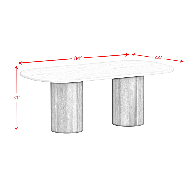 Sylvie Oval Dining Table with White Faux Marble Top