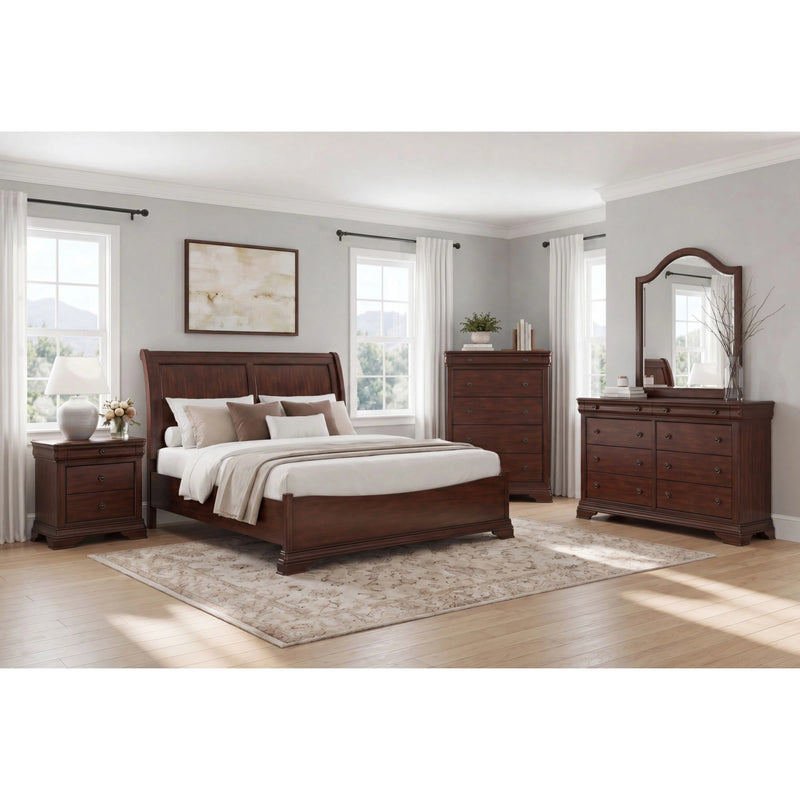 Phillipe 3-Drawer Nightstand With USB in Cherry