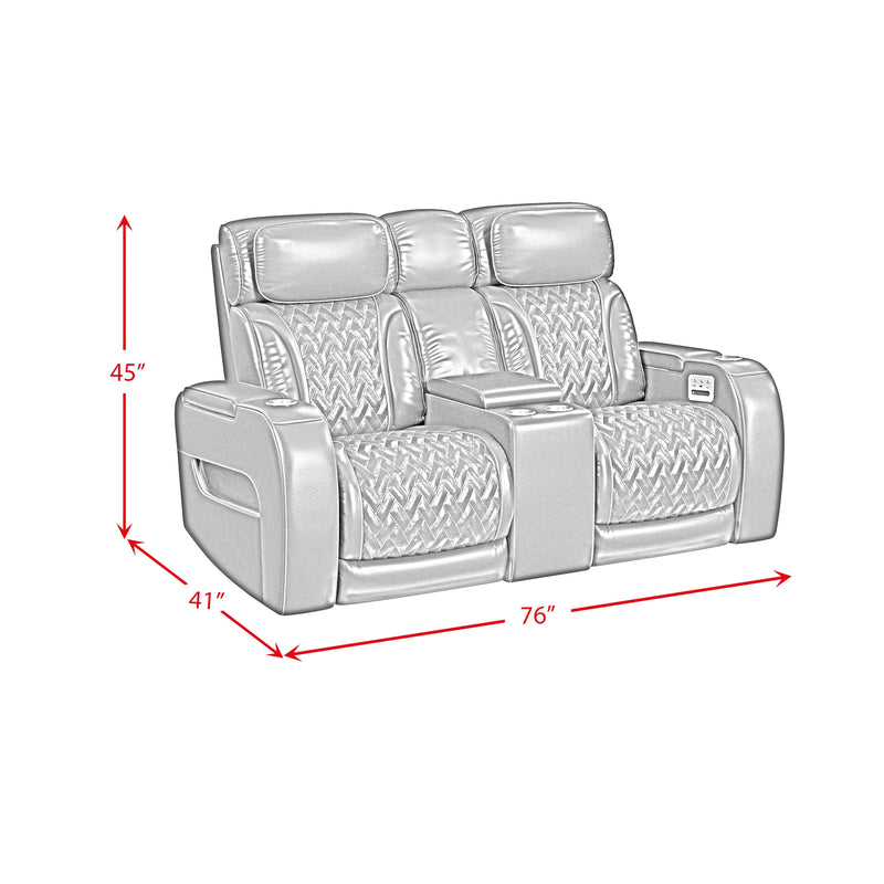Prime Time P3 Living Room Set in Jett Black with Red Stitching