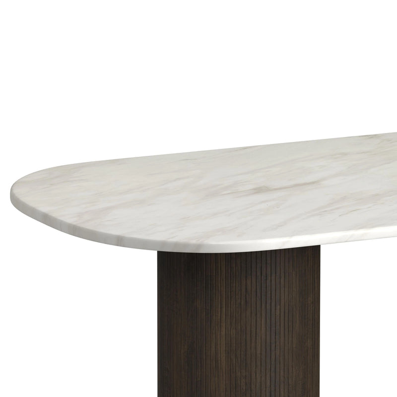 Sylvie Oval Dining Table with White Faux Marble Top