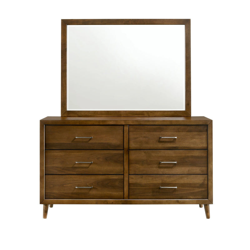 Malibu 6-Drawer Dresser & Mirror in Walnut