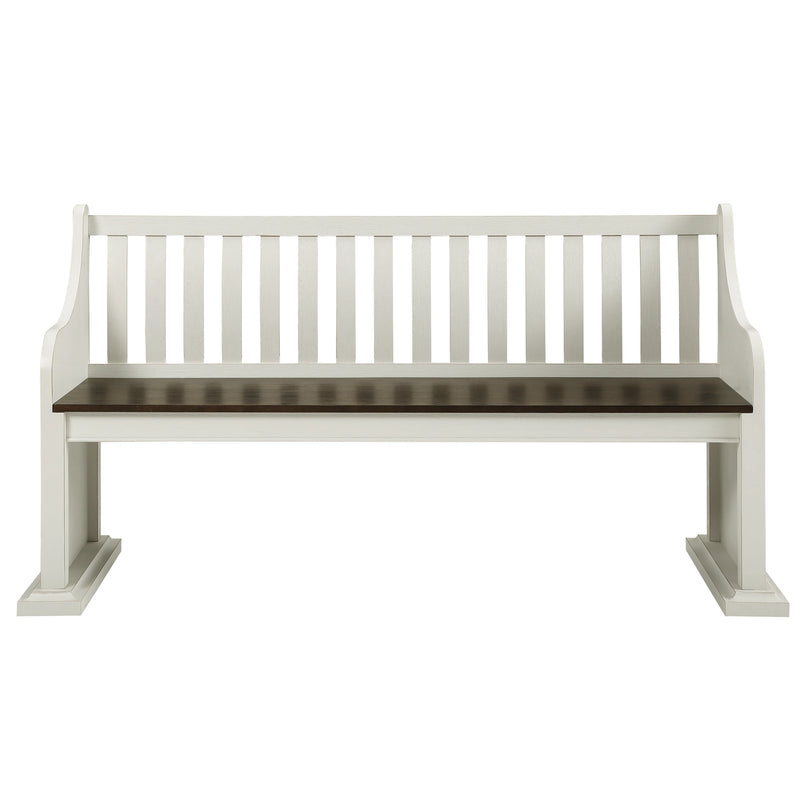 Steve Silver Joanna Bench with Back in Two-tone Ivory and Mocha