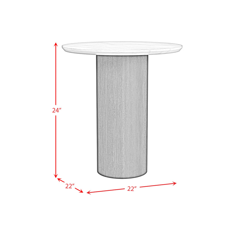 Sylvie Round End Table with White Faux Marble Top and Base