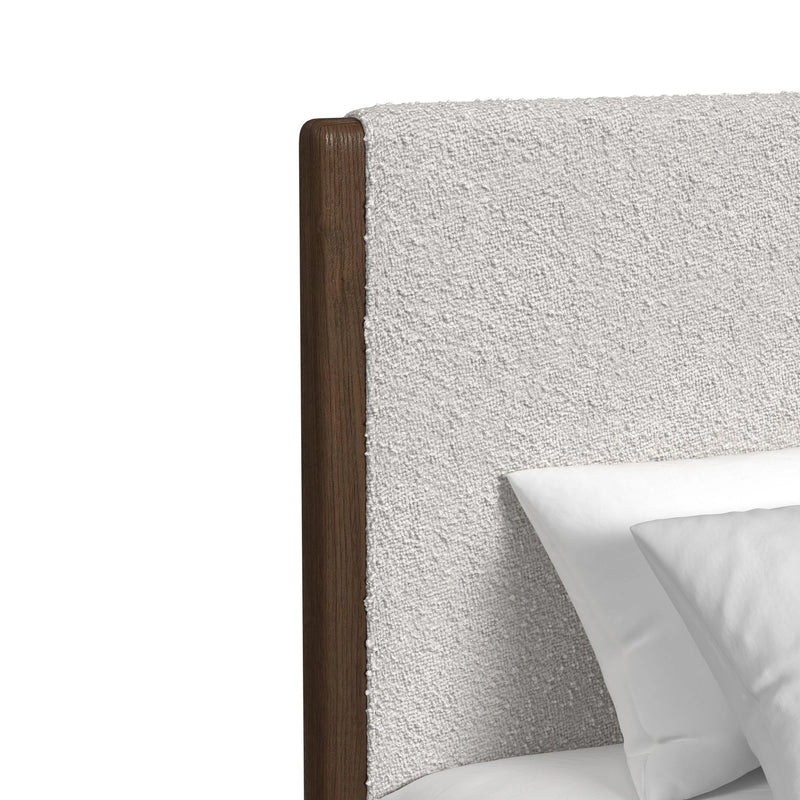 Brisbane UPH Bed with Boucle Beige and LED in Brown