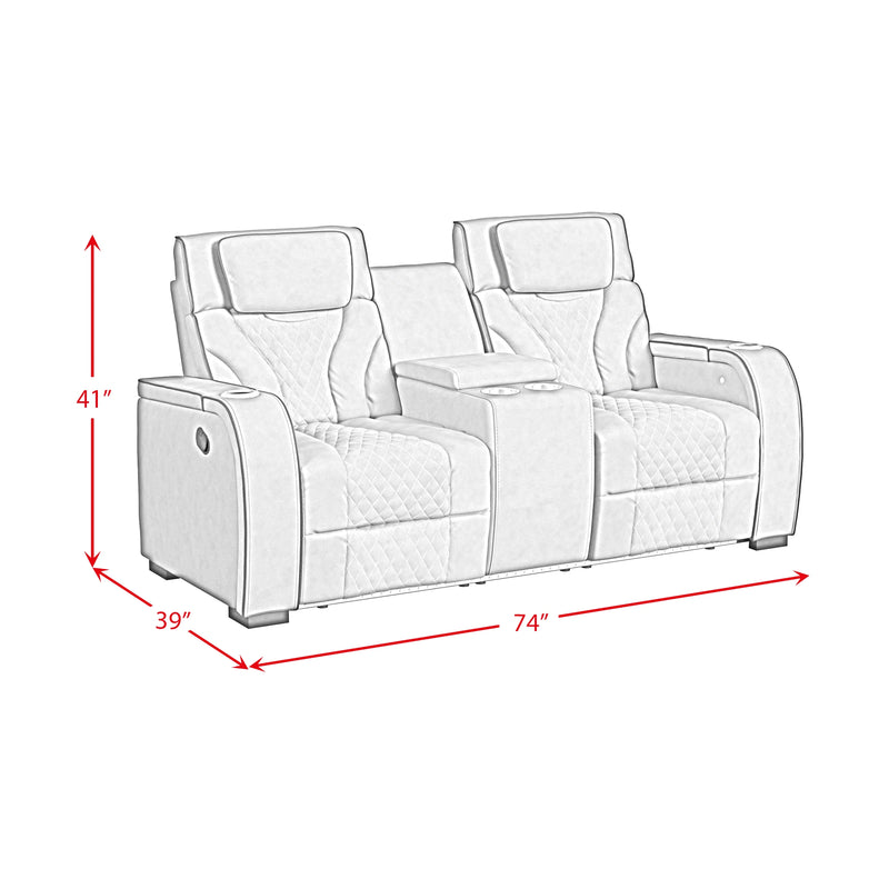 Blitz Motion Loveseat with Console, and LED