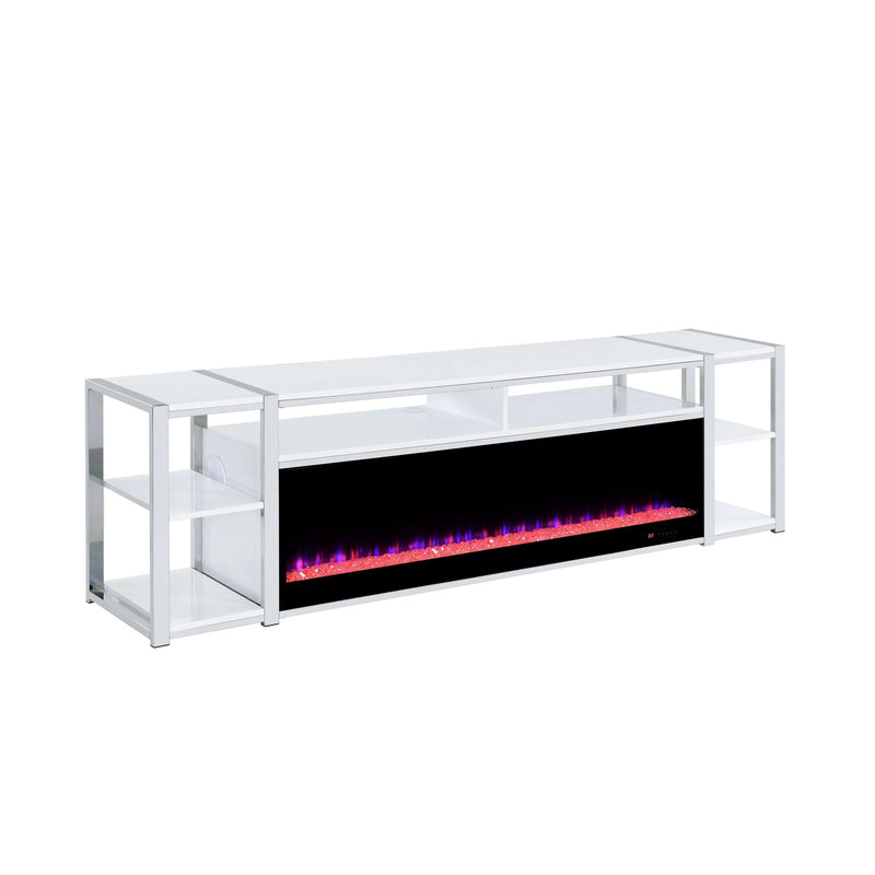 Midway 80"" TV Console with Firelight in White