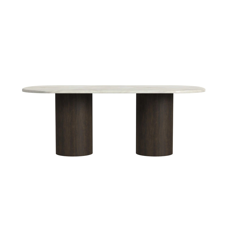 Sylvie Oval Dining Table with White Faux Marble Top