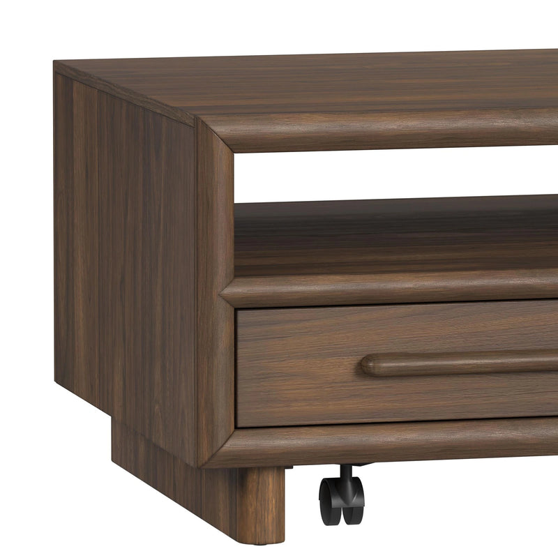 Brisbane 4-Drawer Coffee Table with Casters in Brown