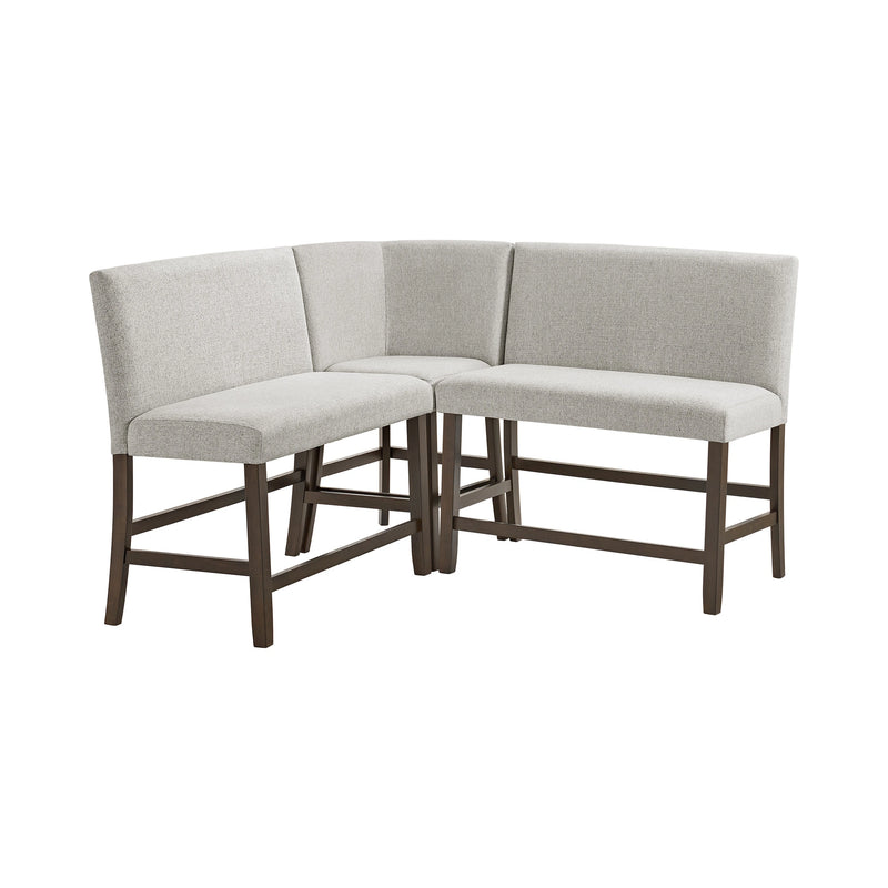 Seneca Counter 3PC Corner Bench with Grey Fabric