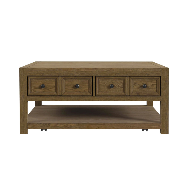 Heritage & Home Square Coffee Table with Casters in Oak Brown