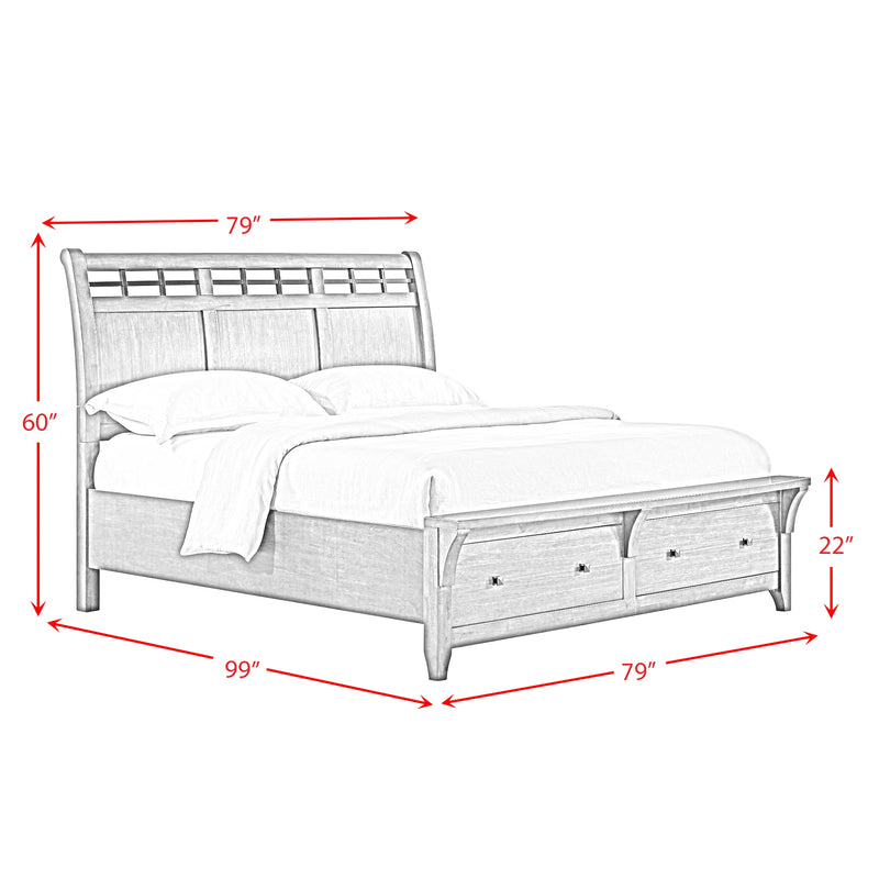 Gage Sleigh Storage Bed in Chestnut