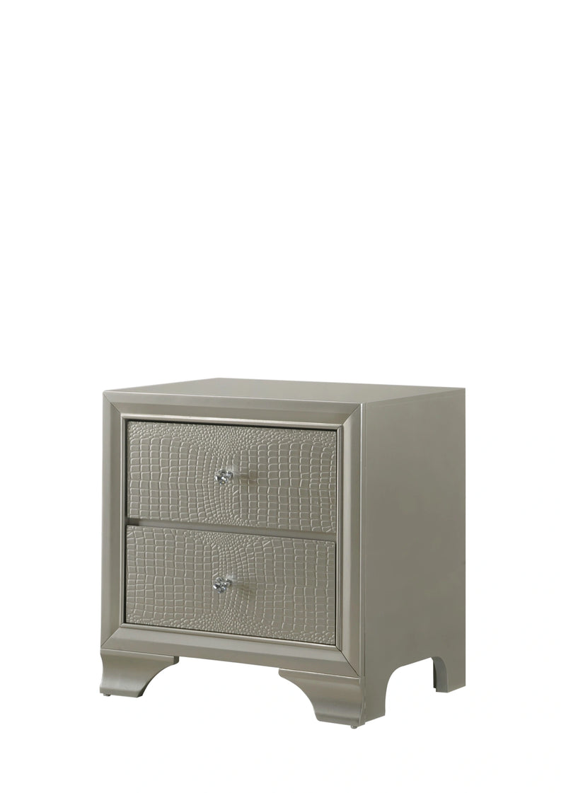 Crown Mark Lyssa 2 Drawer Nightstand in Embossed Crocodile Pattern image