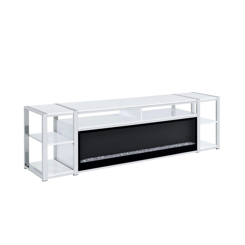 Midway 80"" TV Console with Firelight in White