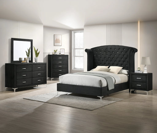 Crown Mark Furniture Lucinda King Upholstered Panel Bed in Black B9265-K image