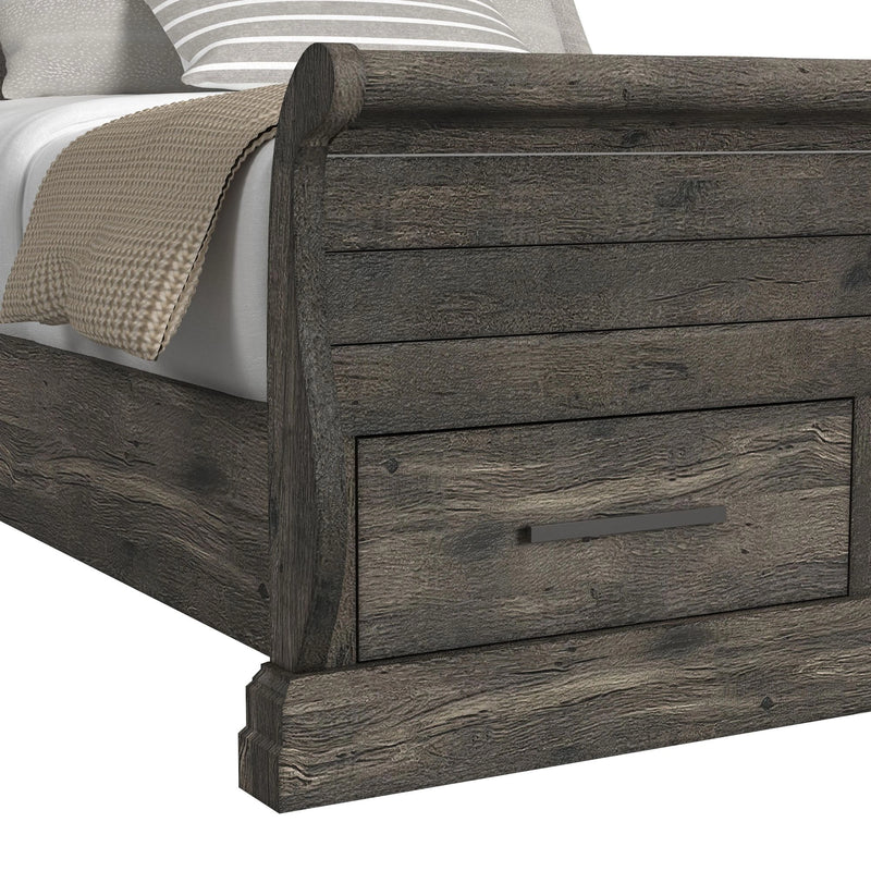 Park Ridge Sleigh Storage Bed in Charcoal