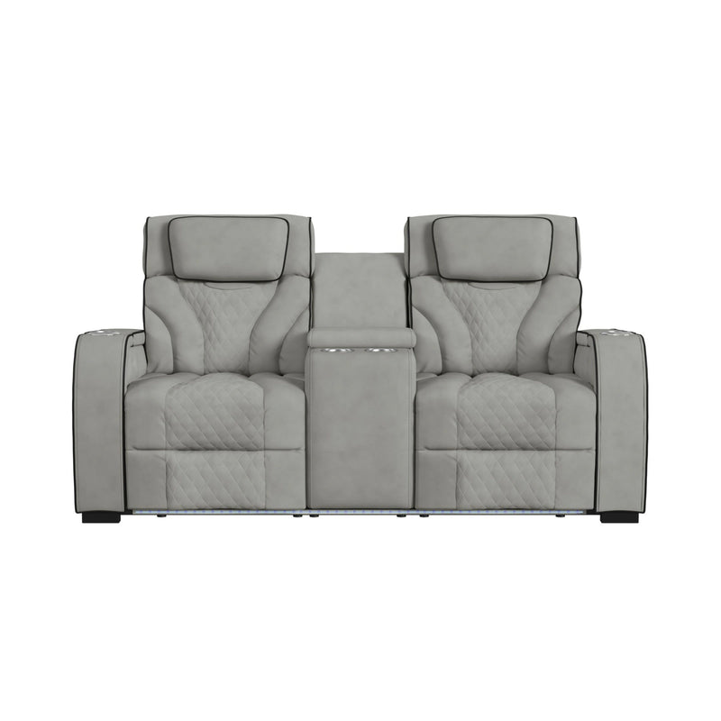 Blitz Motion Loveseat with Console, and LED