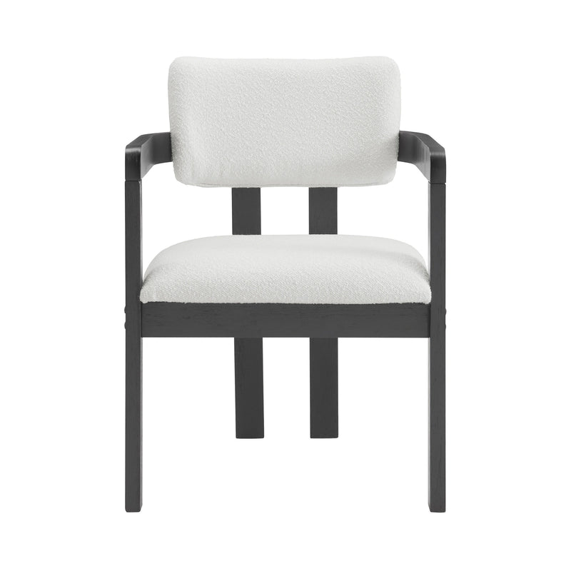 Portland Arm Chair with Snow White Fabric in Black (2 Per Carton)