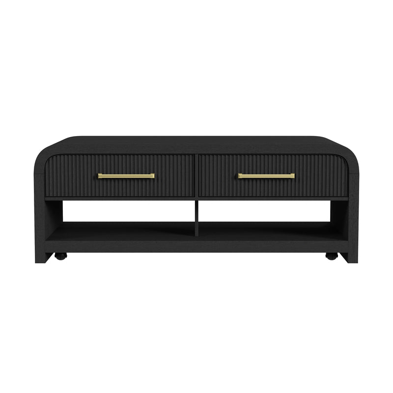 Ridgemont Coffee Table with Casters/Push Through Drawer
