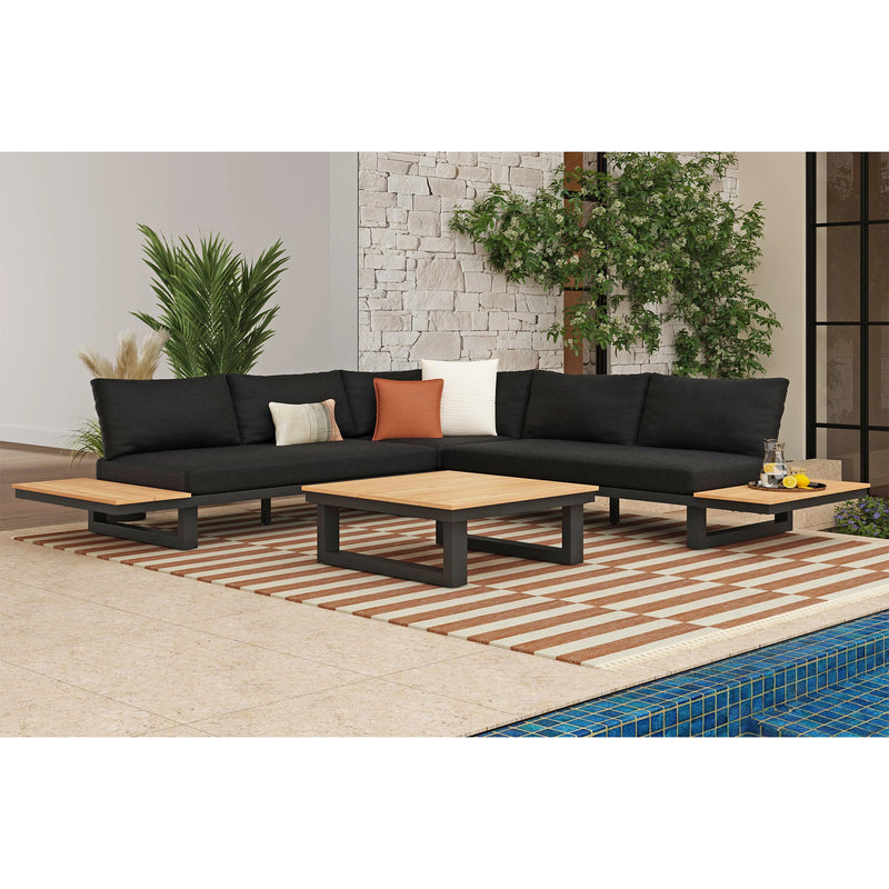 Cabana Coffee Table with Natural Top in Black
