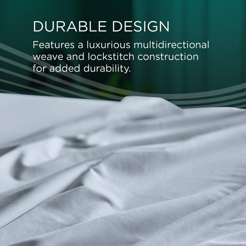 TEMPUR Luxe Egyptian Cotton Pillowcase Set Sleepy Blue