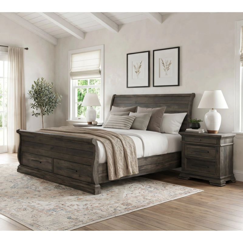 Park Ridge Sleigh Storage Bedroom Set in Charcoal