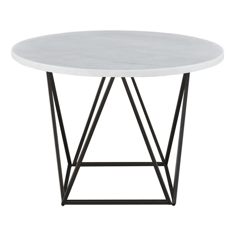 Steve Silver Ramona White Marble Top Round Dining Table in Deep Bronze